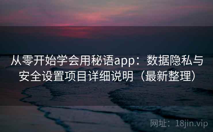 从零开始学会用秘语app：数据隐私与安全设置项目详细说明（最新整理）