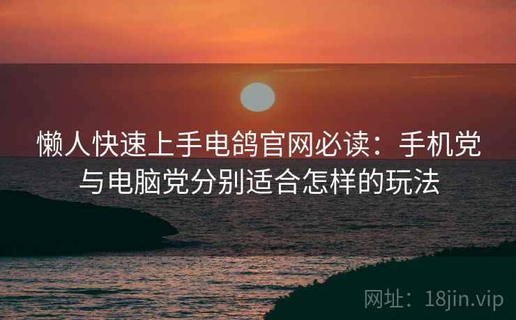 懒人快速上手电鸽官网必读：手机党与电脑党分别适合怎样的玩法
