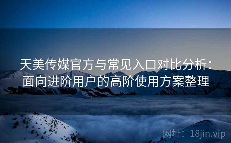 天美传媒官方与常见入口对比分析：面向进阶用户的高阶使用方案整理